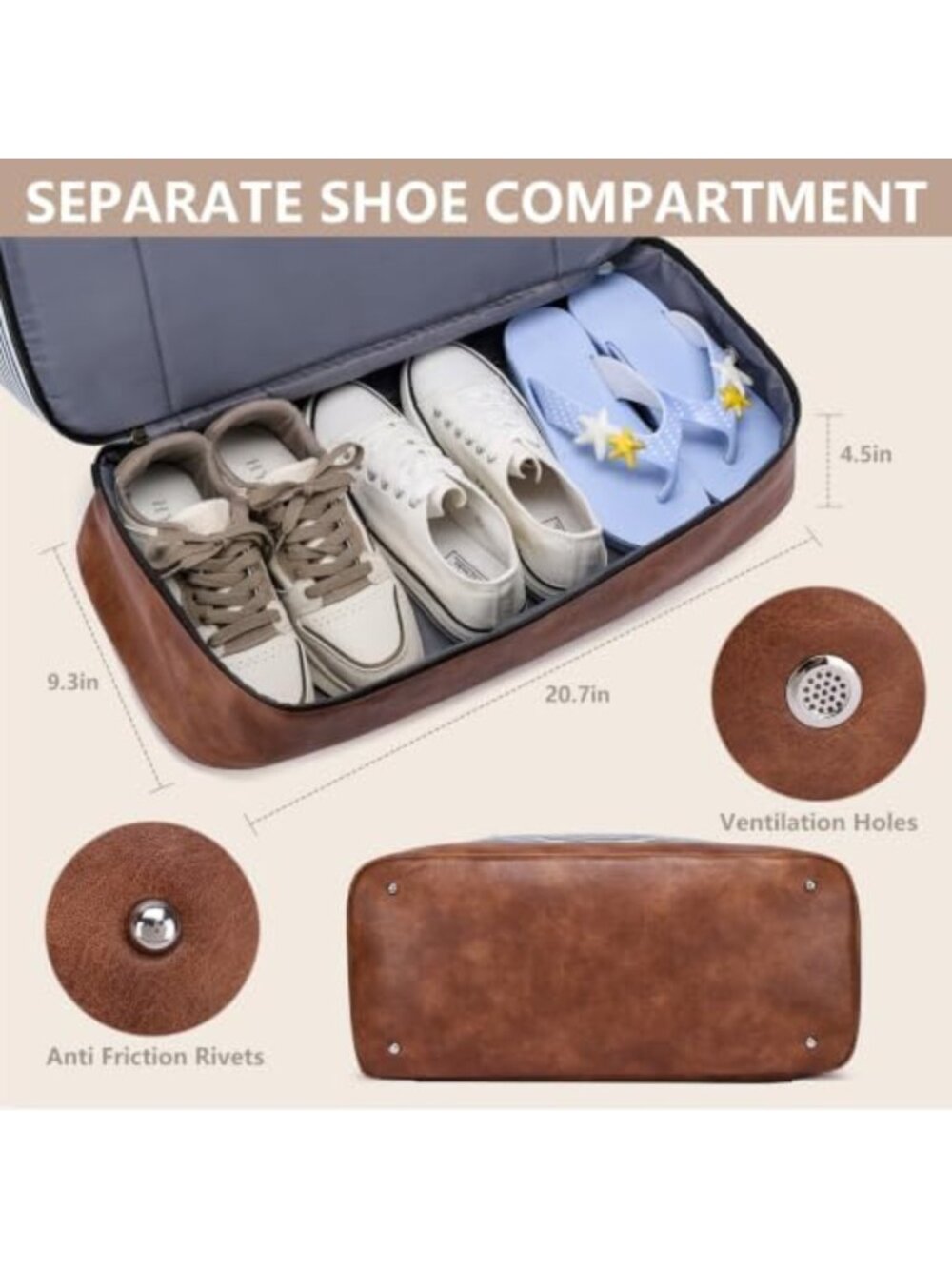 Spacious Women's Travel Weekender Duffle Bag with Shoe Compartment - Perfect - Picture 4 of 6